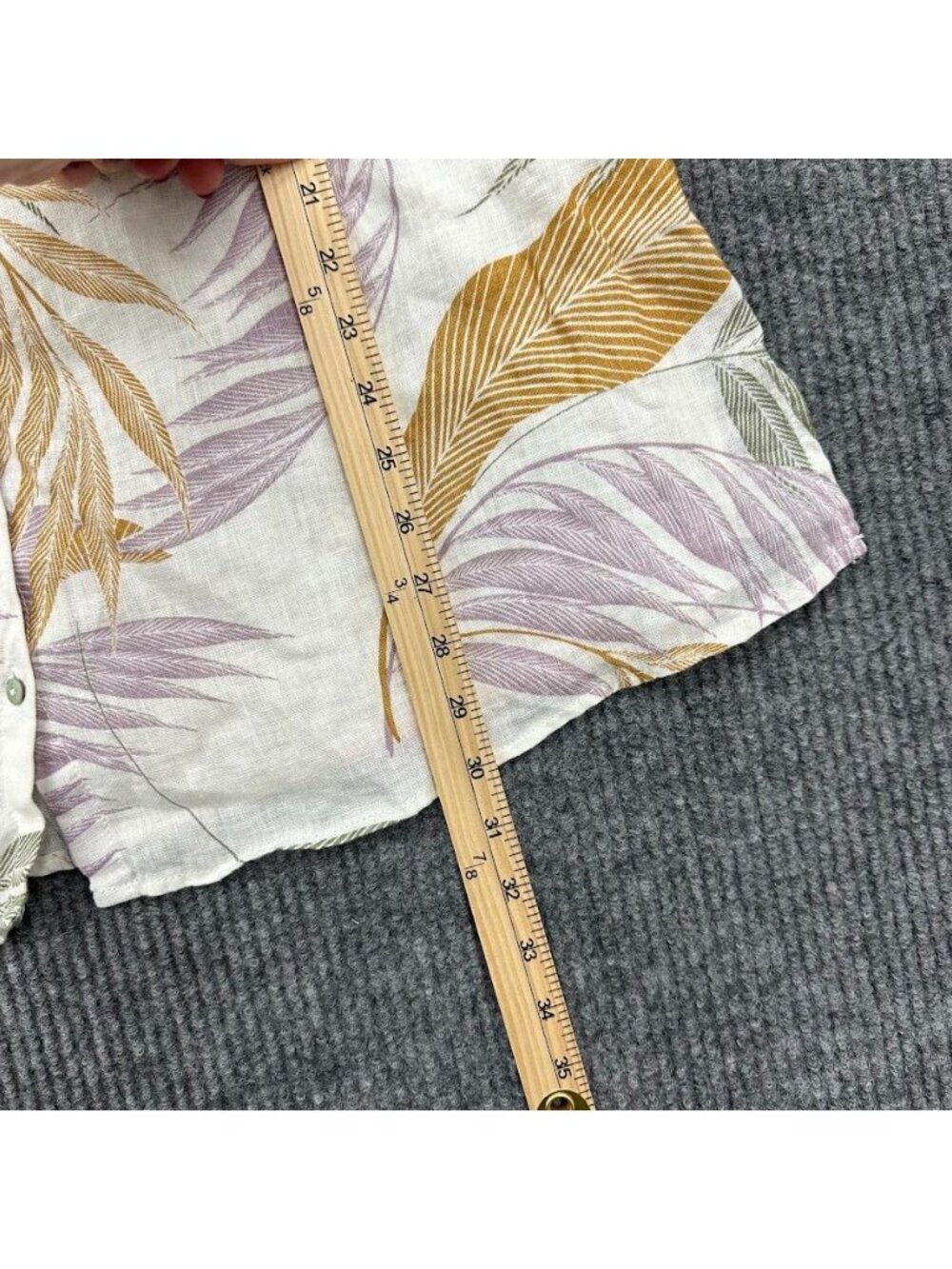 Tahari 100% Linen Long Sleeve Button Up Tunic Shirt Tropical Leaf Womens 1X NEW - Picture 6 of 7